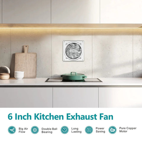 6 Inch Exhaust Fan That Rocks For Kitchen Attic Shop Garage With Damper 308 CFM At 38W Power Cord Included Wall Mount Vent