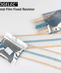 EDGELEC metal film fixed resistor set, 100pcs blue axial resistors, 0.5W, front view