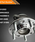 Heavy Duty Rear Wheel Bearing And Hub Assembly Set 5 Lug With ABS, focus BR930925 OEM numbers displayed
