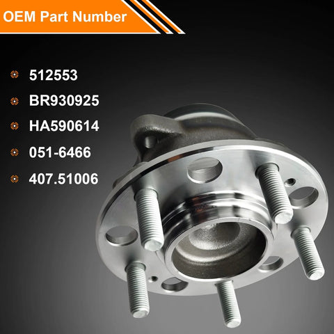 Heavy Duty Rear Wheel Bearing And Hub Assembly Set 5 Lug With ABS, focus BR930925 OEM numbers displayed