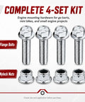 Tough As Nails Engine Mount Bolt Kit For Go Karts And Mini Bikes Four Piece Set with Grade Five Flange Bolts and Nylon Lock Nuts
