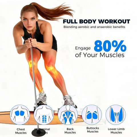 Person using Indoor Skiing Simulator For Home Workouts, Full Body Ski Training Machine With Side To Side Sliding Action