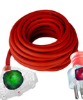 Beefy Heavy Duty Outdoor Indoor Extension Cord 75 Feet With 10 Gauge 3 Outlet Lighted SJTW 125V 15 Amp Rated Up To 1875 Watts