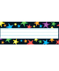 Gel Stars Desk Toppers Name Plates 2-7/8 By 9-1/2 Inches, 36 Count, with colorful star border on black background