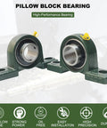 2 Pack UCP206-20 Pillow Block Bearing Set One And A Quarter Inch Mounted Pillow Block Bearings With Solid Cast Iron Base