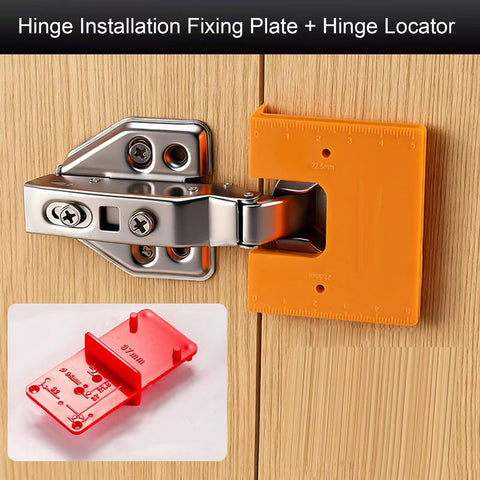Door Jamb Hinge Jig Kit With Thickened Mounting Plates For Quick, No Hassle Hinge Install, Magnetic Limit Plate With Drill Locator Pencil