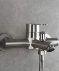 Stainless Steel Wall Mounted Tub Faucet With Brushed Nickel Finish Single Lever Shower Tap Ceramic Cartridge Built In Aerator