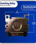 Heavy Duty DPDT Relay For HVAC Fan Control, 208-240V Coil with mounting bracket dimensions visible