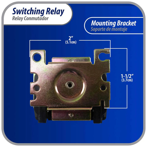 Heavy Duty DPDT Relay For HVAC Fan Control, 208-240V Coil with mounting bracket dimensions visible