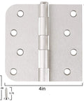 3 Pack 4 Inch Satin Nickel Door Hinges For Interior And Exterior Doors With Square Rounded 5 Eighth Inch Radius Corners Reversible Full Mortise Hinge Includes 24 Free Screws For Quick Easy Installation And 270 Degree Rotation