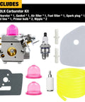 Replacement Carburetor 531127910 For Husqvarna 130C 130L 330LK Trimmers With Straight Shaft Kit shown with parts