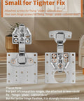 Six Piece Cabinet Hinge Repair Plate Kit Durable Stainless Steel With Mounting Screws displayed on kitchen cabinet