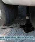 Beefed Up 2 Ton Heavy Duty Spiral Bottle Jack And Stand Combo For Trucks And SUVs, 4000 Lb Capacity in use under a car