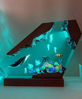 Blue Whale Resin Lamp With Wood Base RGB Ocean Nightstand Light For Coastal Home Office Decor Handcrafted Ocean Gift