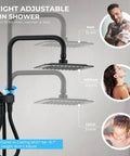 8 Inch High Pressure Rain Shower Head With Handheld Spray Duo Shower Head Set showing adjustable height for various users