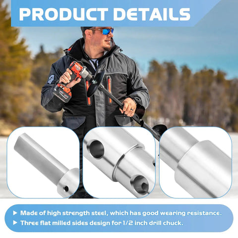Two Stage Auger Drill Adapter For 1/2 Inch Hand Drills And 3/4 To 7/8 Inch Augers, Lock Collar, R Clip, L Shaped Wrench, Hole Digger For Garden Planting, Easy Hole Digging, Durable Attachment For Landscaping Projects