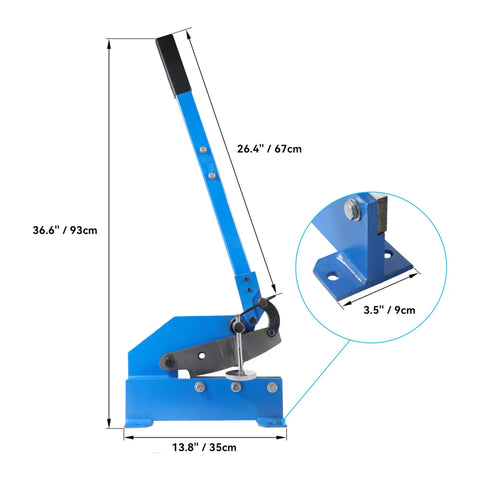 Bench Mounted Manual Sheet Metal Shear 8 Inch Multi Purpose Steel Shear For 3/16 Inch Metal Plates And 1/2 Inch Rods