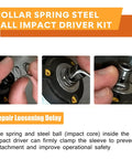 Collar Spring Steel Ball Impact Driver Kit for DCF845 DCF850 repair use, showing detailed assembly process in three steps.