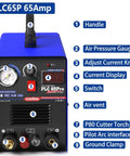 65 Amp Pro Grade Plasma Cutter With Dual Voltage 110V And 220V Inverter IGBT Power Non Touch Pilot Arc HF Air Start LED