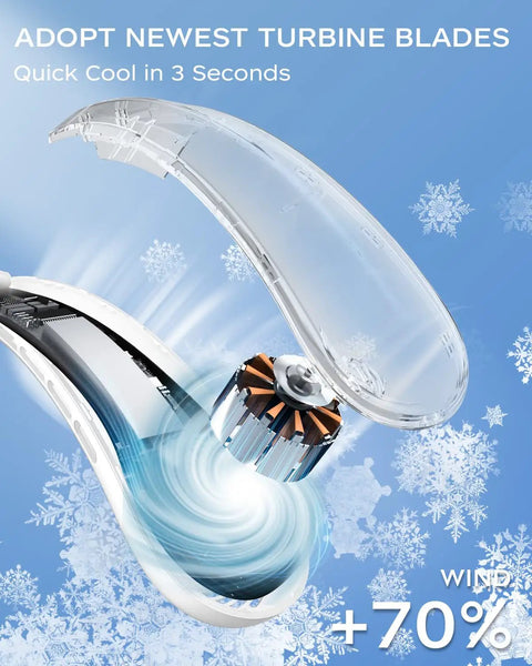 Neck Fan Portable Personal Cooling Device With 5200mAh USB Rechargeable Battery 3 Speed Bladeless Ultra Quiet Wearing Fan