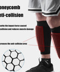 Youth Shin Guards With Box For Soccer, Breathable Moisture Wicking Pads, Honeycomb Ergonomic Protection, Small Size S 6 To 10 shown on legs