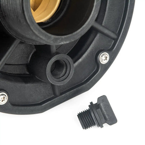 Close-up of No Brainer Heavy Duty Drop In Swap Hot Tub And Spa Circulation Pump Wet End showing black housing and connector.