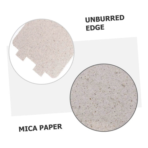 Close-up view of Five Pack Microwave Oven Mica Plates And Sheets Set showcasing unburred edge mica paper detail.