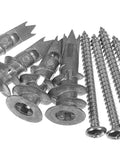 Close view of Heavy Duty Zinc Alloy Drywall Anchor Kit with self-drilling screws 30 pack for sheetrock and drywall use.
