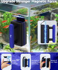 Magnetic Aquarium Glass Cleaner Dual Sided Algae Scraper With Two Blades For Easy Scrub In Glass Tanks 0.2 To 0.4 Inch Thick Slim Design For Tight Corners No Fuss Cleanup, black-blue magnetic cleaner on glass tank