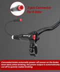 ZOOM e-bike hydraulic disc brake lever set HB-876E, side view, black with red 2-pin sensor connector