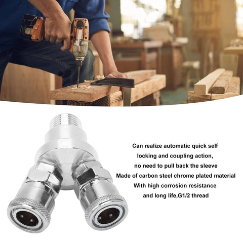 2 Way Hose Splitter Carbon Steel G1 Half Thread Manifold Block Splitter For Pneumatic Air Compressor Fitting
