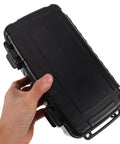 Hand holding Portable Waterproof Tool Box Organizer with Durable PP Hard Case Explosion Proof Design Secure Locking and Compact Carry