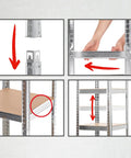Beefy Heavy Duty Metal Shelving Unit 40x40x180 cm With Five Adjustable Shelves 875 Kg Total Capacity assembly process