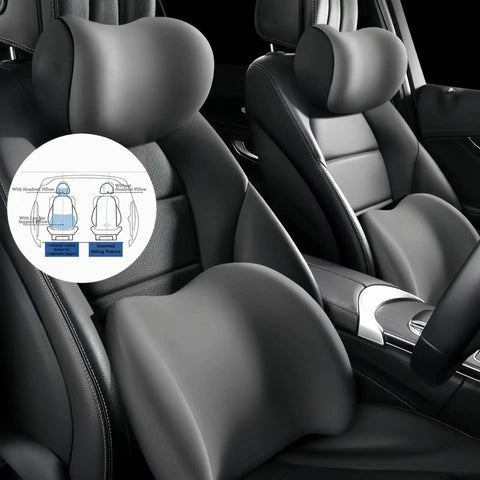 Super comfy Car Headrest And Lumbar Support Pillow Set Perfect For Mini John Cooper Works Electric 2025, high density memory foam black cushions.