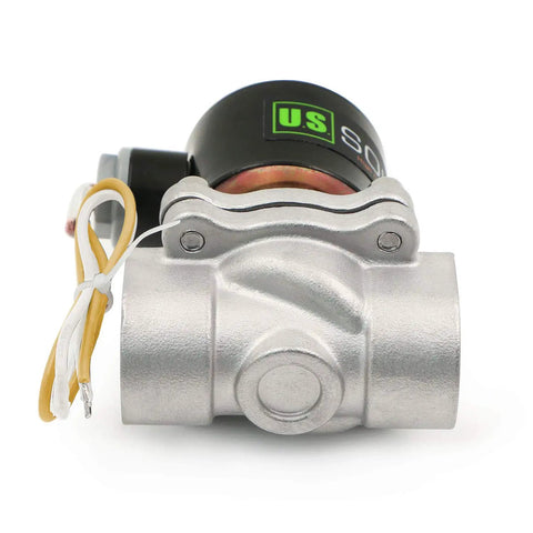 Front view of Rock Solid Stainless Steel Electric Solenoid Valve 110V AC Normally Closed For Air Water Gasoline Diesel Oil Natural Gas