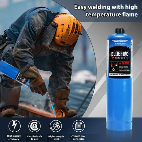 Pro Grade Propane Gas Cylinders 14.1 Oz Pack Of 2 Go-To Fuel For Welding Brazing Soldering HVAC Plumbing Cooking Grilling Camping And Gardening Higher Purity Over 95% CGA 600 Compatible with welder