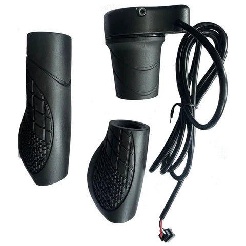 Left Hand Half Twist Throttle For E Bike, 3 Pin SM Plug, Fits 22.5 Mm Handlebar, Compatible With 24V To 72V Systems, Works With Mountain, City, And Folding Electric Bikes, Standard Size, Black