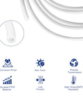 Teflon Bowden Tubing For 1.75mm Filament 3D Printer, 10ft Long, 3mm ID and 4mm OD, PTFE Tube showing features like non-toxic, high-temp resistant