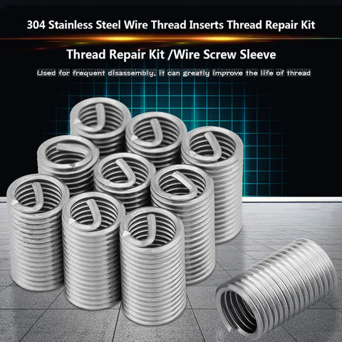 10 Pcs 304 Stainless Steel Wire Screw Sleeve Inserts Thread Repair Kit M8x1.25x3D for bolt hole repair and thread restoration