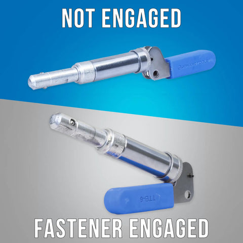 Steel Barrel Fastener Plunger Tool For CATV Installations showing not engaged and fastener engaged positions
