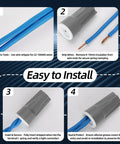 Installation steps of Heavy Duty Waterproof Wire Connectors 50 Pack IP68 For Landscape Lighting And Irrigation, gray connectors shown.
