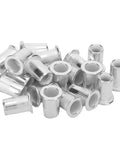 200 Pc M6 Aluminum Rivet Nuts Pack Zinc Plated Hex Body Fasteners for Slick Self Clinching Attachments On Sheet Metal in a pile.