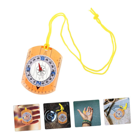 Orienteering Compass For Outdoor Hiking Lightweight Multi Function Tool With Accurate Go-To Navigation, acrylic compass with yellow lanyard
