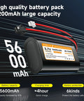 High Capacity 5600mAh 3.7V Li Ion Battery Pack With JST PH 2.0 2 Pin Plug For RC Toys And Lighting Rechargeable 20.72Wh