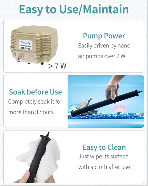 16 Inch Air Stone Cylinder Diffuser For Big Tanks, Ponds And DWC Systems, Dense Bubbles, High Flow Aeration, soaking and cleaning steps shown