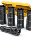 Heavy Duty Half Inch Drive Impact Socket Set With Flip Heads Double Sided Cr-Mo Steel displayed with yellow case