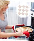 Woman using Beige Mica Plate Sheet Set, 10 Pcs for Microwave Oven Heat Insulation and Fireproof Shield in a kitchen setting