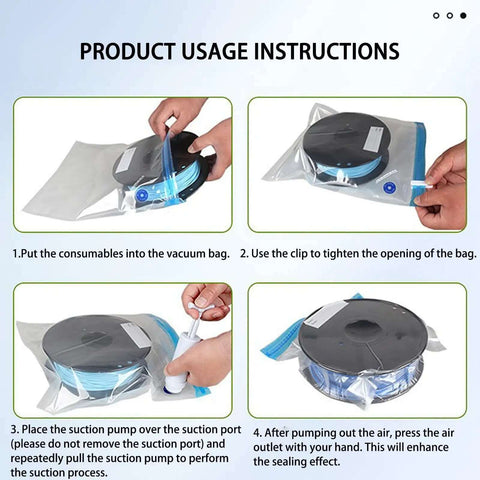 Filament Dryer Box With Quick Air Pump Sealing Real Time Humidity Proof Storage usage instructions with blue filament spool