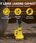 Heavy Duty Five Ton Car Support Screw Jack For Home Garage Construction And Bridge Stabilization Pro Grade Lift With Adjustable Range From Nine And A Half To Thirteen And Three Eighths Inches Rugged Anti Skid Base And Saddle Ten Thousand Pounds Capacity under vehicle