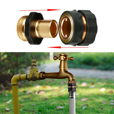 Top Tier Garden Hose Quick Connector Upgrade Kit, 3/4 Inch Male Female Fitting Adapter For Easy Leakproof Water Hose Repair And Fast Outdoor Sprayer Hookups On Any Standard Setup Today installed on outdoor faucet
